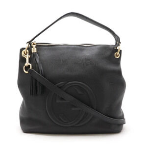 Gucci Soho Interlocking GG tassel Shoulder Bag Black Leather